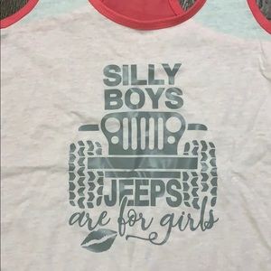 Pink and white jeep tank top
